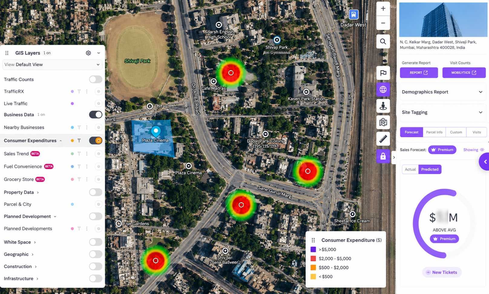 MapZot.AI real estate site selection dashboard